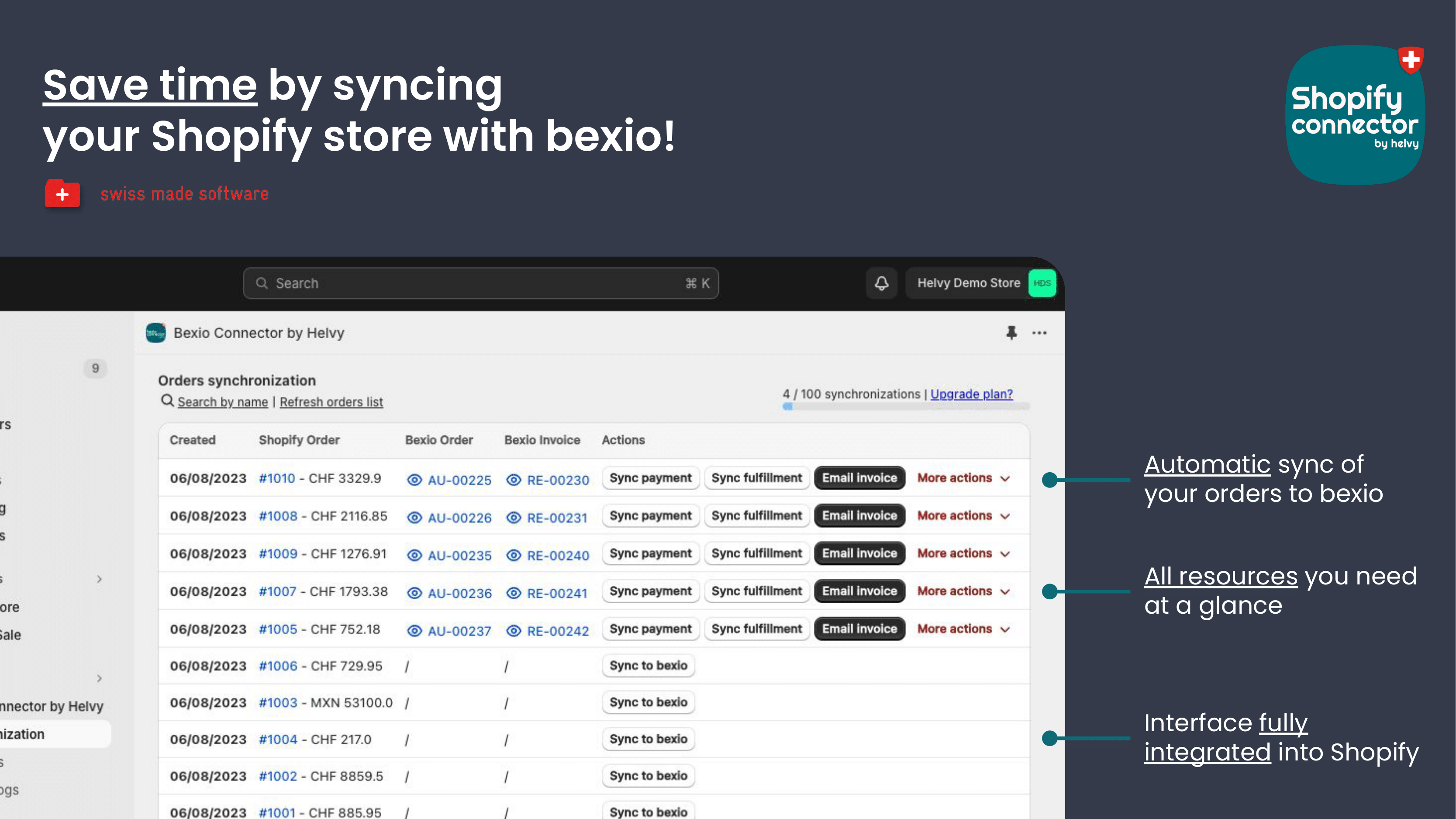 Shopify-bexio Connector by Helvy presentation